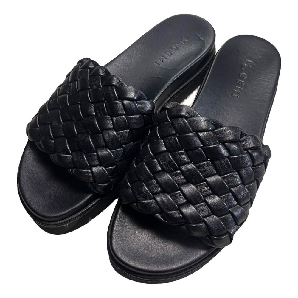Black Leather Platform Sandals